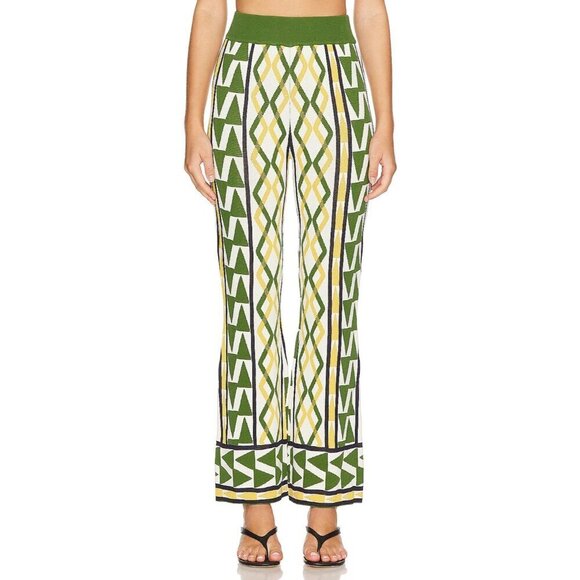 Misa Los Angeles Rialta Pants in Limoncello Geo Large New Womens Knit Trousers - Picture 4 of 14